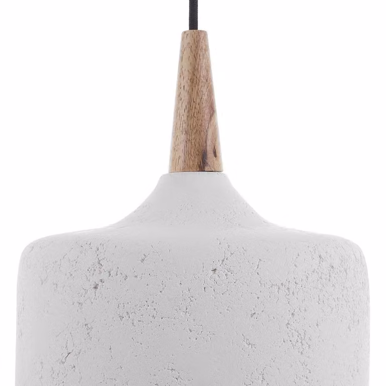 Wyld and Coco White Ceramic and Wood Pendant Lamp