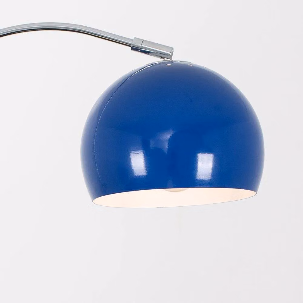 ValueLights Curva Modern Chrome Floor Lamp with Blue and White Dome Shade – 2