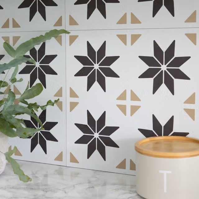 d-c-fix Vivid Stars Self Adhesive Wall Tiles in Black and White