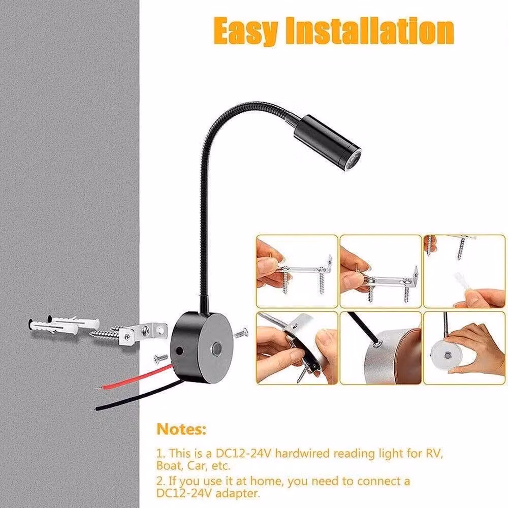 NESTLUNE 12V LED Dimmable Touch Control Interior Spot Light in Black for Camper Van, Boat or Caravan – 3