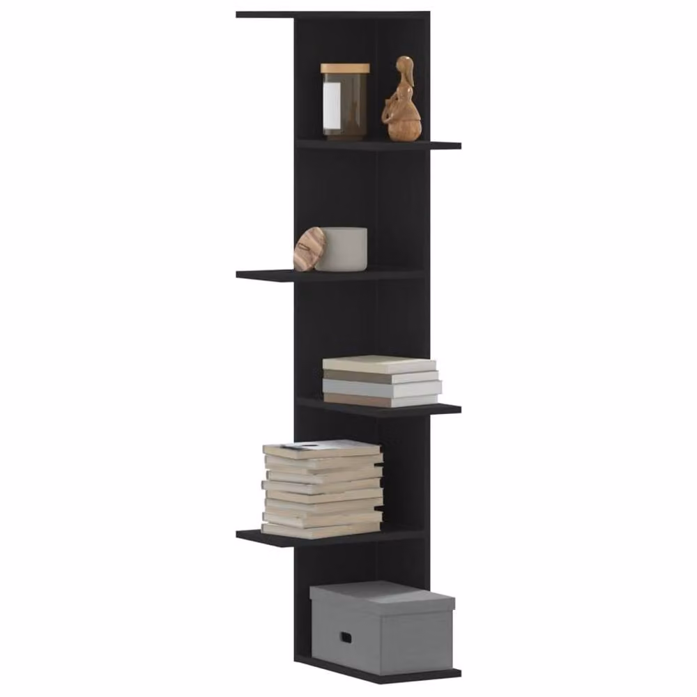 Berkfield Home Black Wall Corner Shelf in MDF, W/D/H: 36.5 x 36.5 x 140 cm – 2