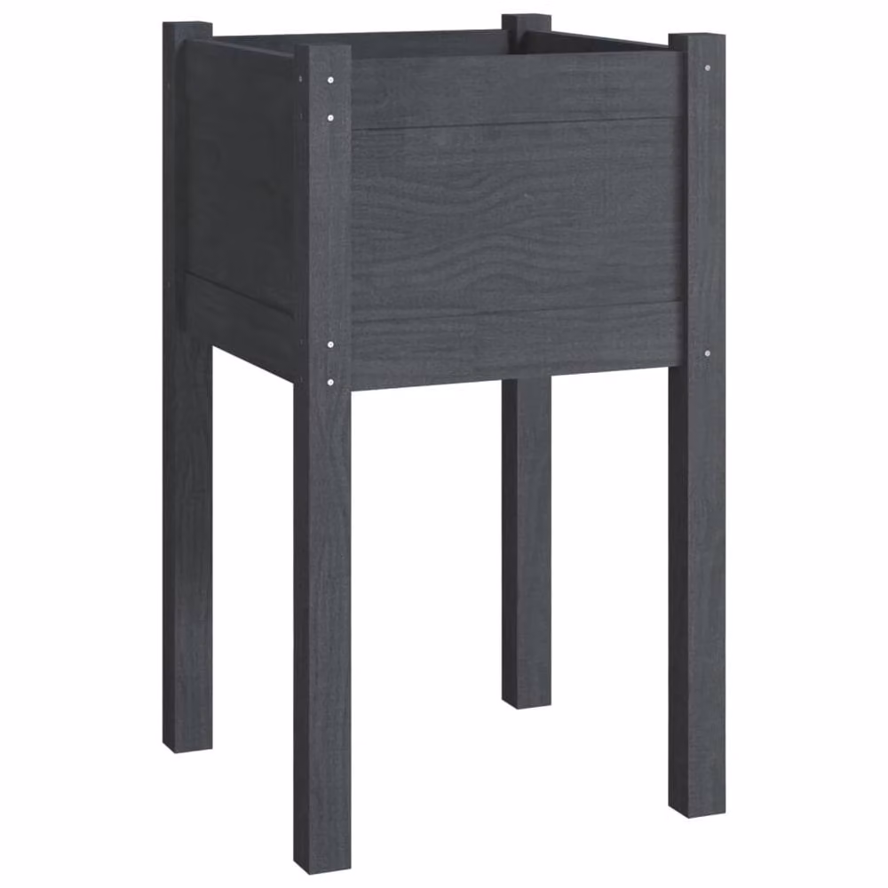 Berkfield Home Garden Planter Tub Set of 2, Grey Solid Pinewood, W/D/H: 40 x 40 x 70 cm – 4