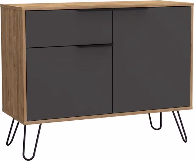 Core Products Ltd Vegas Small Sideboard with 2 Doors and Drawer in Bleached Oak and Grey