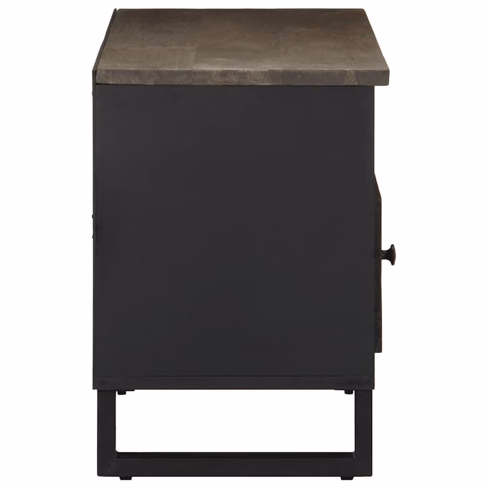 Berkfield Home Modern Black Mango Wood TV Cabinet W/D/H: 100 x 33 x 46 cm – 3