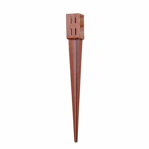 Samuel Alexander Metal Garden Fence Post Holder and Spike, Brown or Red, W/D/H: 7.5 x 7.5 x 15 cm