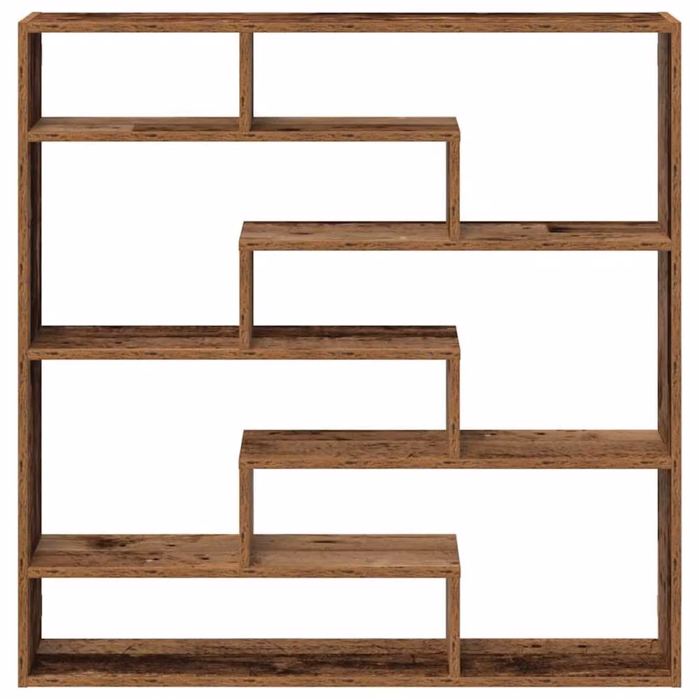 Berkfield Home Wall Mounted 7 Compartment Cube Shelf in Brown Old Wood Style – 3