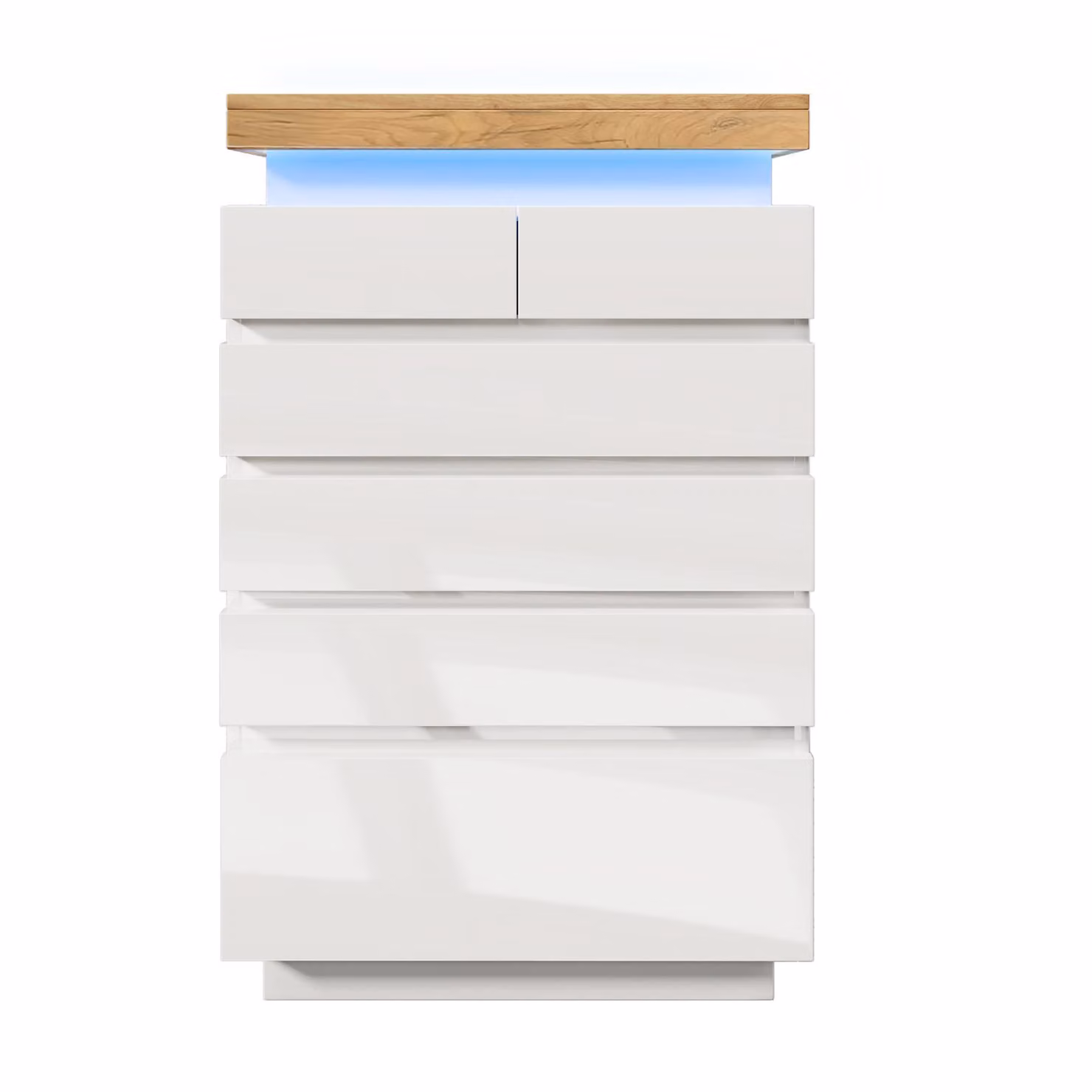 Aosom.UK High-Gloss Storage Cabinet with 6 Drawers and LED Lighting, White, W: 39 cm, D: 73 cm, H: 115 cm – 2