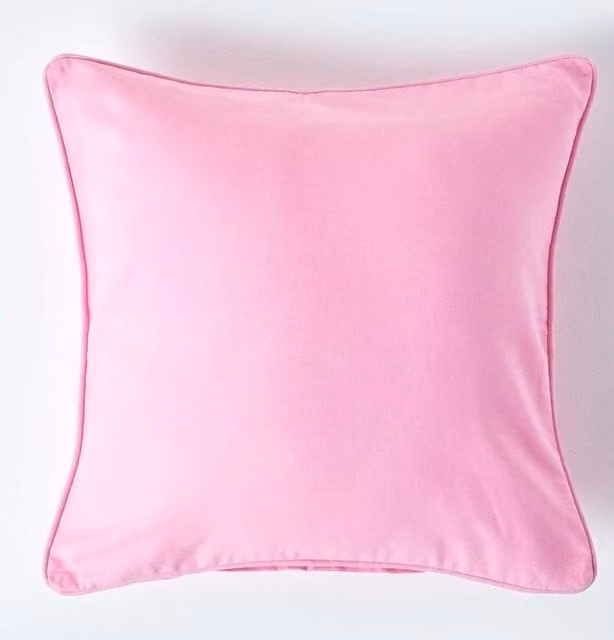 Homescapes Plain Pink Cotton Rectangular Cushion Cover, W: 50 cm, H: 30 cm
