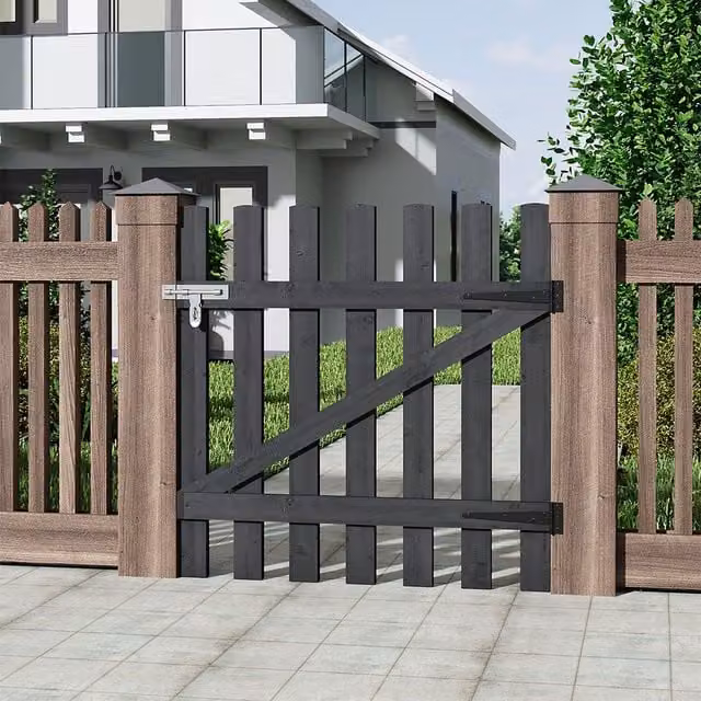 Breeins Grey Wood Garden Fence Gate, Width: 90 cm