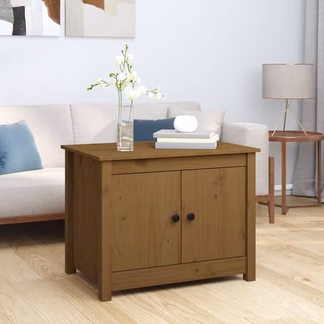 Berkfield Home Rustic Solid Wood Pine Coffee Table, Honey Brown, W: 71 cm, D: 49 cm, H: 55 cm – 1