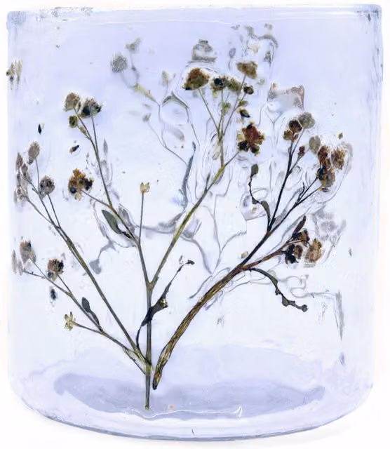 KDMK Handmade Eco Friendly Natural Floral Glass Candle Holder, White