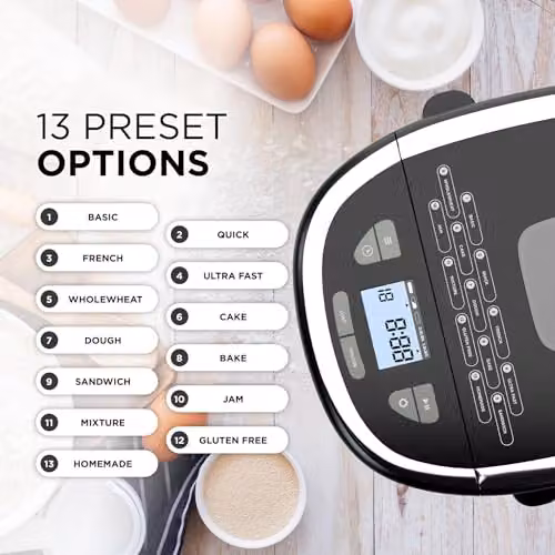 DMD Collective 17-in-1 Black Bread Maker with Gluten Free Mode and Digital Display – 4