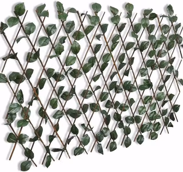 Berkfield Home Extendable Willow Trellis Fence with Artificial Leaves, 5 Pieces, Brown, H 180 cm x W 90 cm – 1