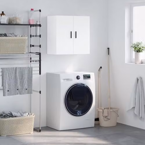 vidaXL Wall Mounted Cabinet in White MDF with Hinged Doors and Internal Shelves, W/D/H: 60 x 31 x 60 cm – 2