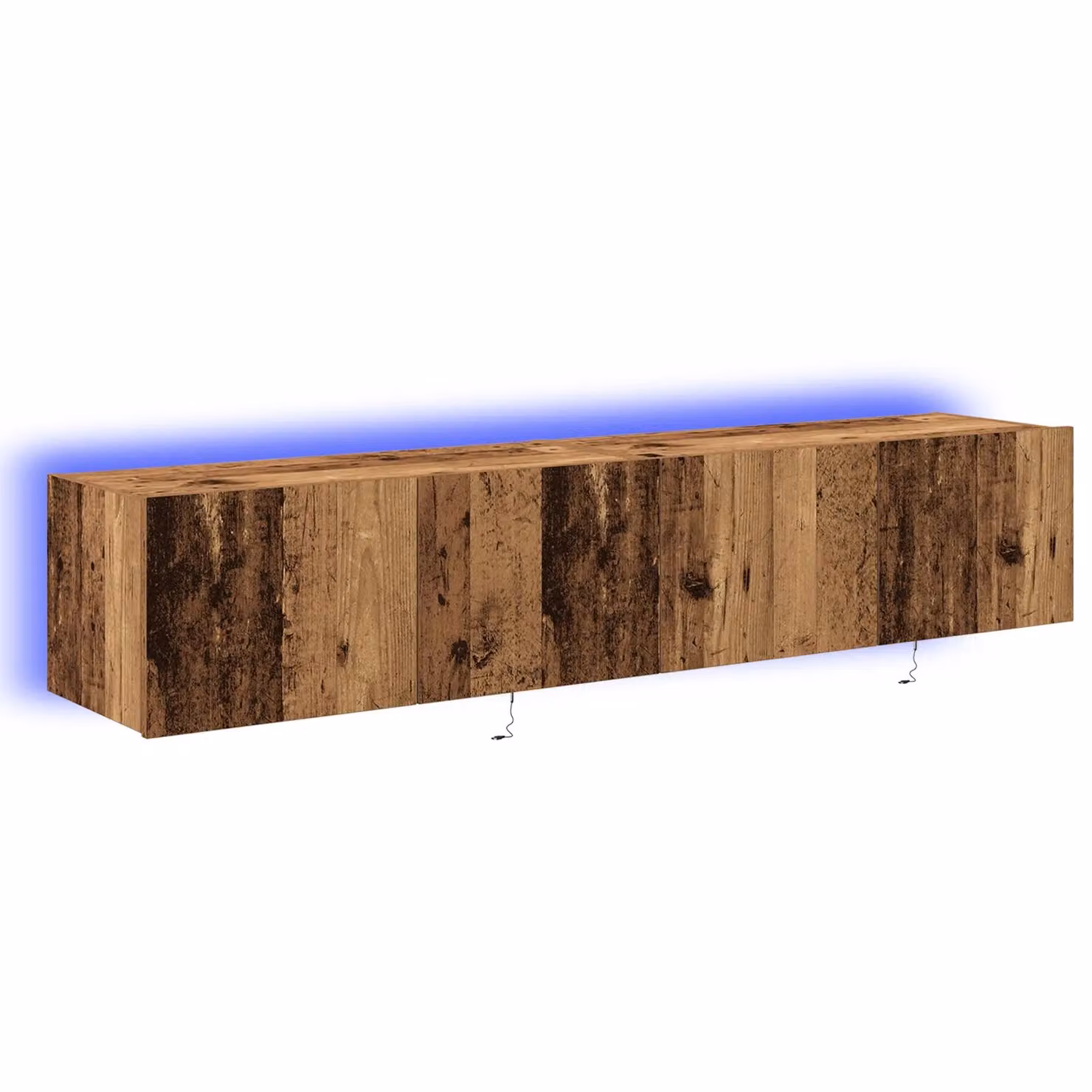Berkfield Home Set of 2 Modern Wall Mounted TV Cabinets with Integrated LED Lights in Brown, W/D/H: 80 x 35 x 31 cm – 2
