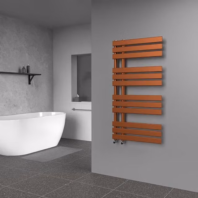 Lux Heat Open Flat Coloured Towel Radiator in Metallic Copper, H: 118 cm, W: 60 cm