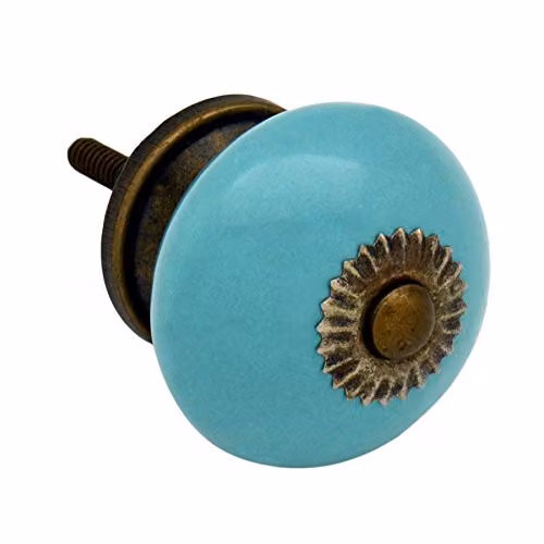 Nicola Spring Polished Ceramic Cupboard Drawer Knob in Turquoise – 1