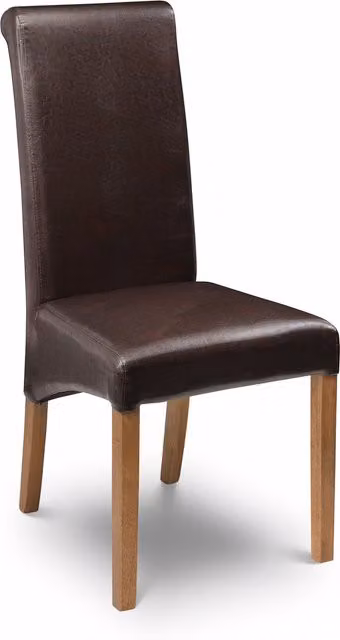 Julian Bowen Cuba Set of 2 Upholstered Dining Chairs in Brown with Oak Wood Frame – 3