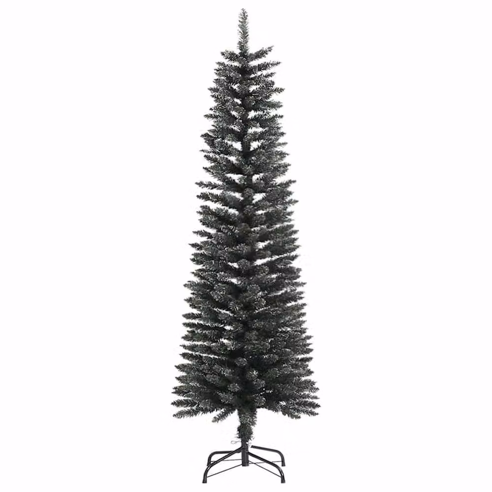 Berkfield Home Artificial Slim Christmas Tree in Green with Stand, Height: 150 cm – 3