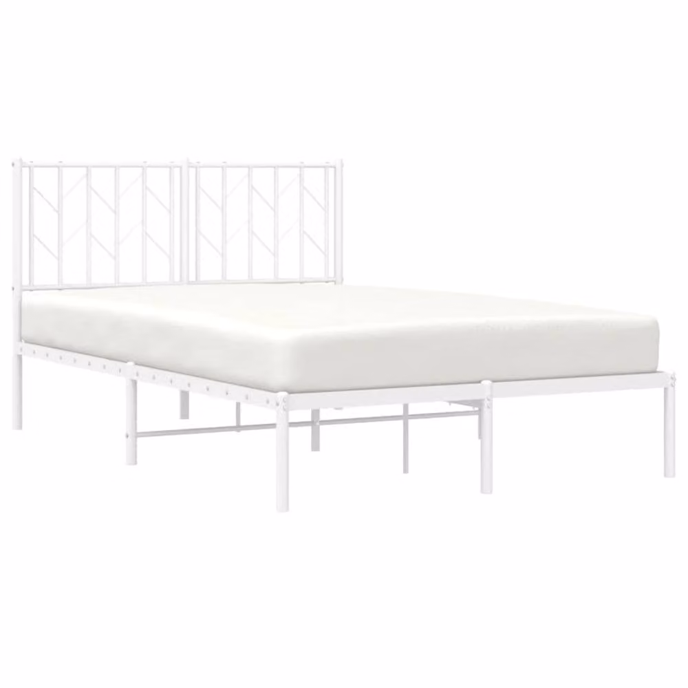 Berkfield Home Metal Bed Frame with Headboard, White, W/D/H: 120 x 200 cm – 3