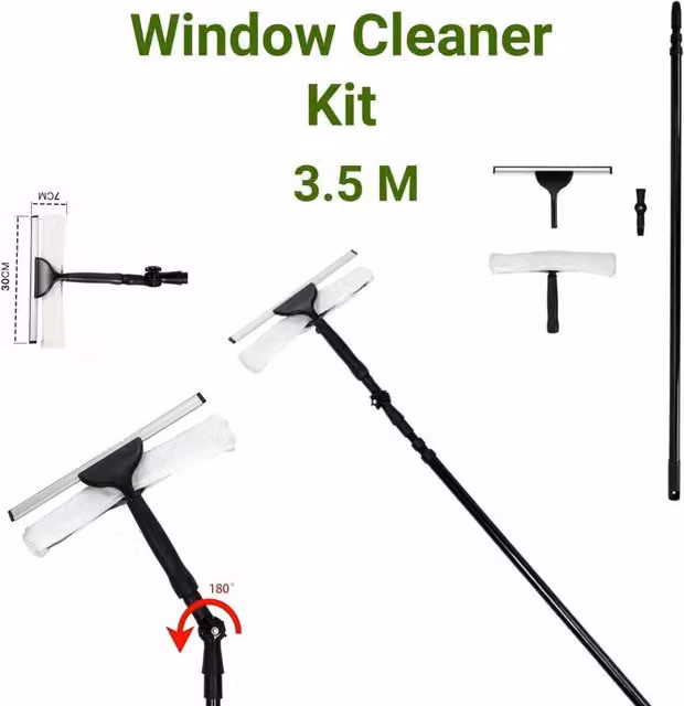 NESTLUNE Professional Window Squeegee with Telescopic Handle, Black, W: 100 cm, D: 15 cm, H: 350 cm
