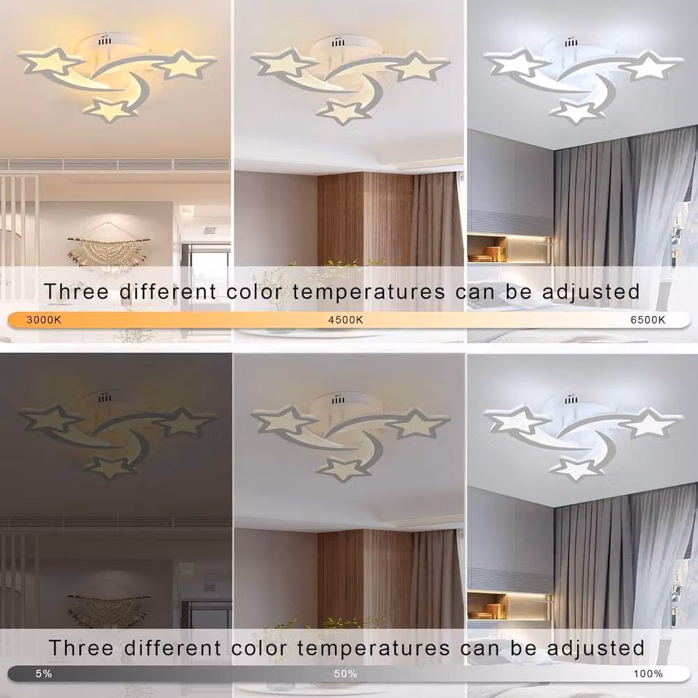 Goeco Modern Star Design LED Ceiling Light, 30W, Dimmable with Remote Control, White – 2