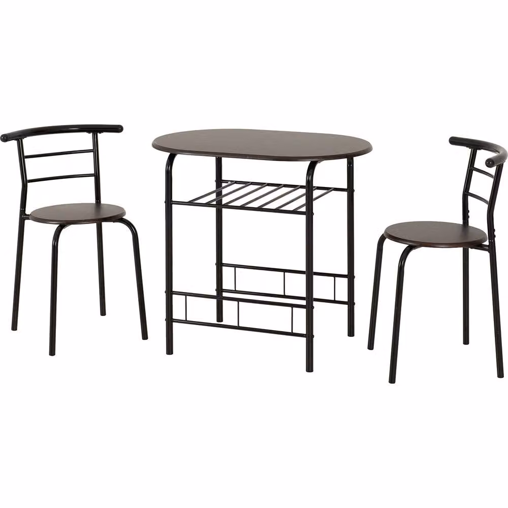 Seconique Derry Modern Oval Dining Set in Black and Walnut – 2