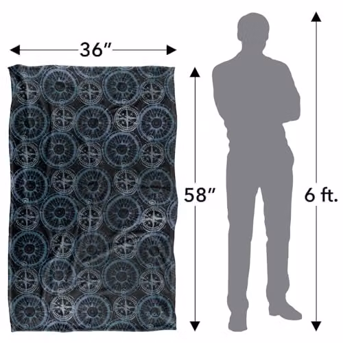 JQ Licensing Compass Pattern Silky Touch Super Soft Fleece Throw Blanket, Multicolour, W: 91 cm, D: 147 cm – 4
