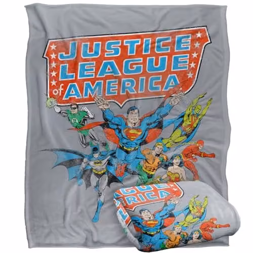 LOGOVISION Justice League Of America Line Up Silky Touch Super Soft Fleece Throw Blanket, Multicolour, W: 152 cm, D: 127 cm