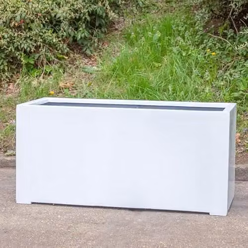 Primrose White Polystone Trough Planter W/D/H: 120 x 60 x 60 cm