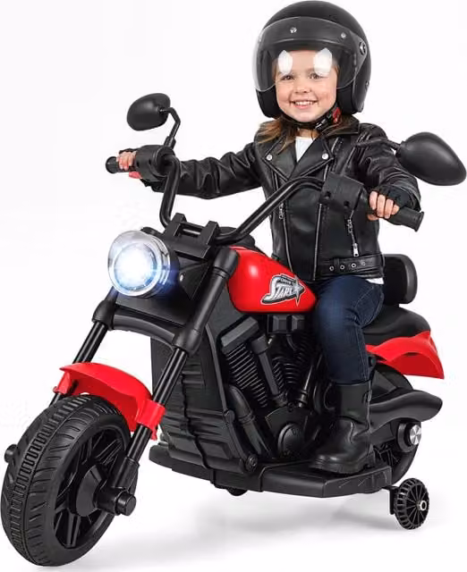 Costway Red Kids Electric Ride-On Motorcycle with Light and Sound Effects
