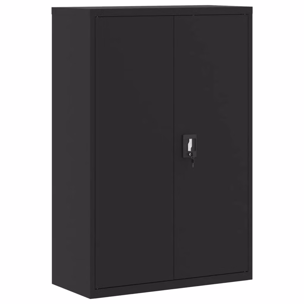 Berkfield Home Black Steel File Cabinet with Hinged Doors and Lock, W/D/H: 90 x 40 x 140 cm – 2