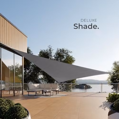 tectake Triangular Sun Shade Sail in Grey with UPF 50+ UV Protection, HDPE Polyethylene Fabric, W/D/H: 360 x 360 x 360 cm – 7