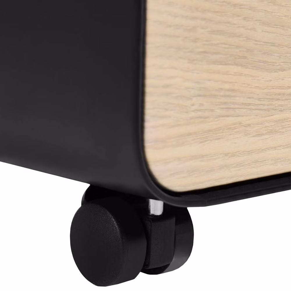 Wyld and Coco 3 Drawer Mobile Pedestal in Black and Light Brown Wood Effect with Lock and Castors – 4