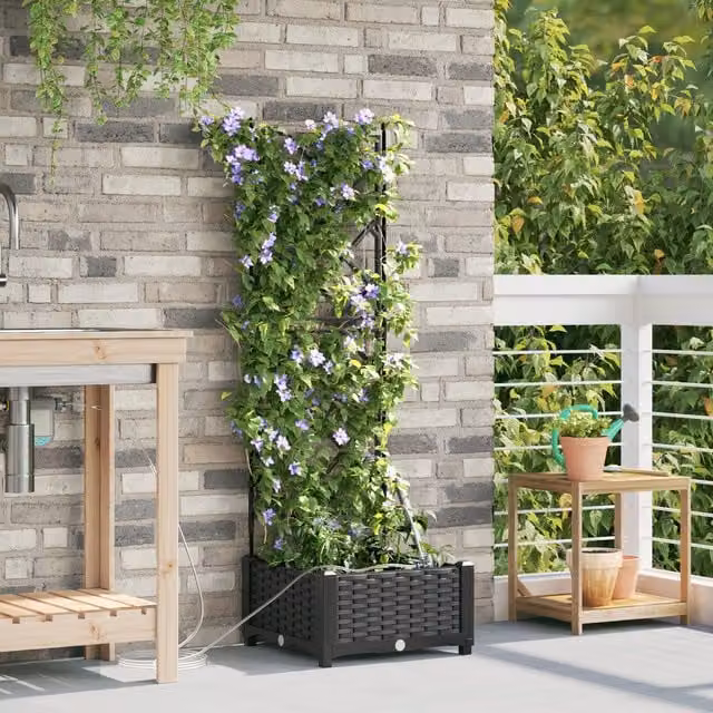 Berkfield Home Garden Planter with Water Irrigation System, Black