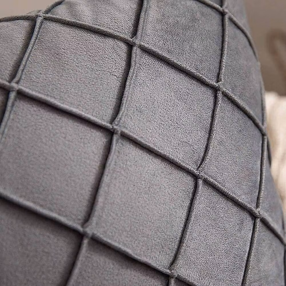 YnysTec Velvet Checked Square Cushion Cover in Dark Grey, W x D: 50 x 50 cm – 5