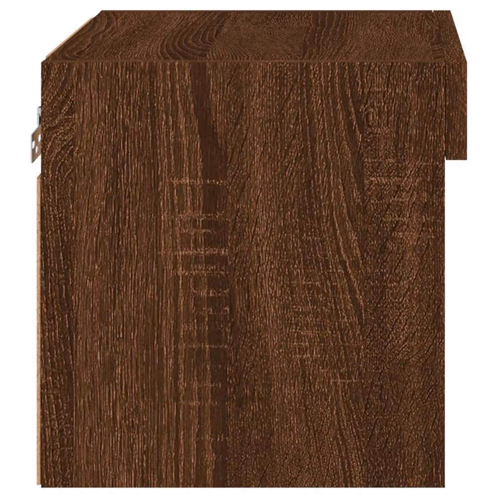Berkfield Home Set of 2 Wall-Mounted Bedside Cabinets with Integrated LED Lights in Brown Oak – 5