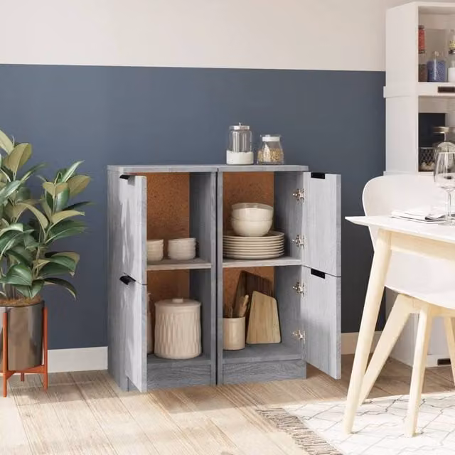 Berkfield Home Set of 2 Modern Grey Sonoma Sideboards in Engineered Wood W/D/H: 30 x 30 x 70 cm – 1
