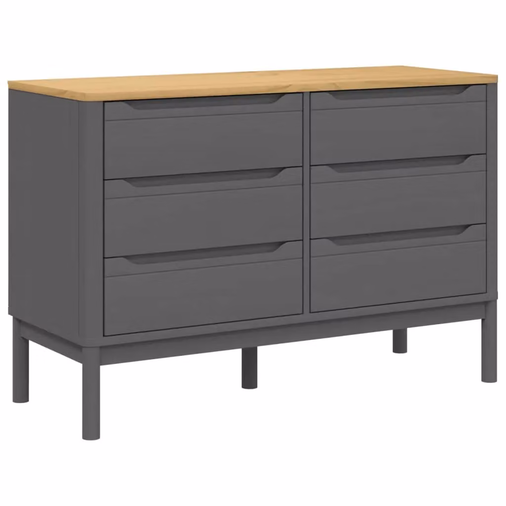 Berkfield Home FLORO Chest of Drawers in Grey Solid Pine Wood – 2
