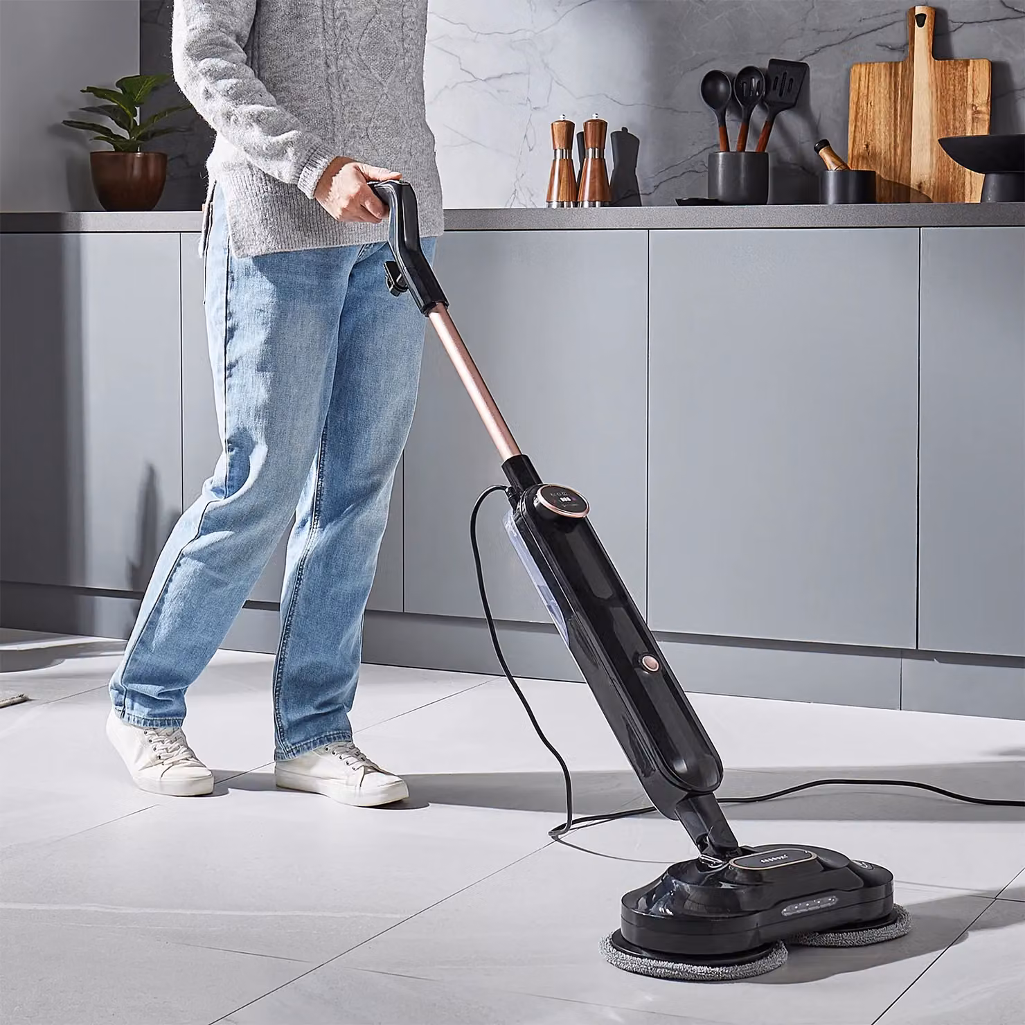 Geepas Digital Dual-Pad Steam Mop with LED Headlight in Black – 2
