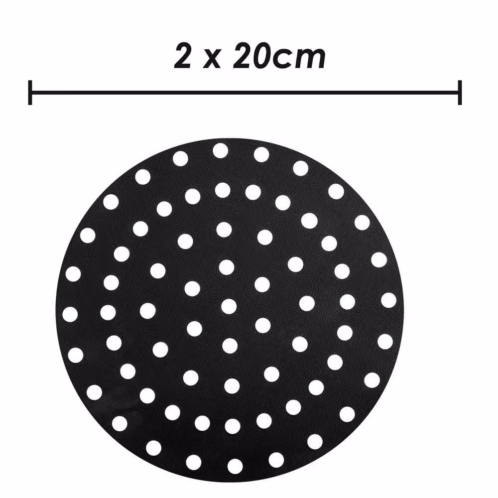VFM e-Store Reusable Non Stick PTFE Round Air Fryer Liners, 2 Pack, Black, Diameter: 20 cm – 2