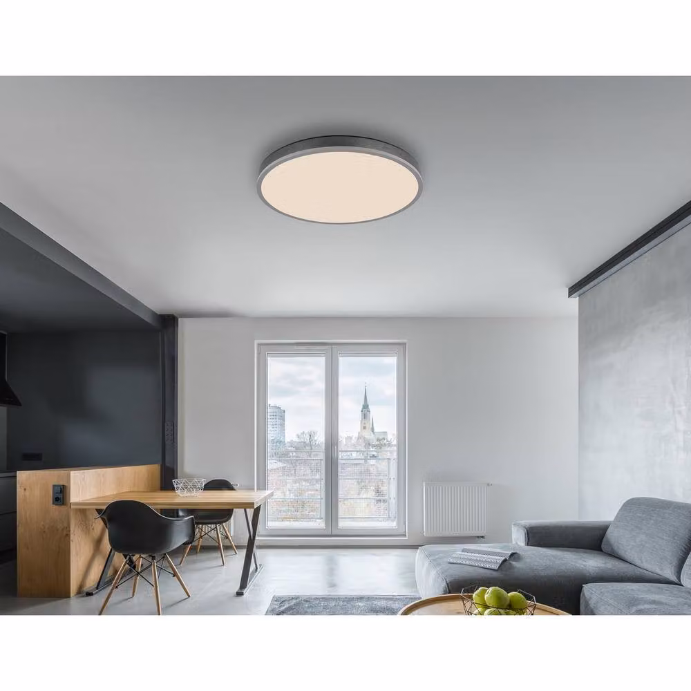 Netlighting Doro LED Ceiling Light in Silver, Dimmable with Remote Control and Timer – 3
