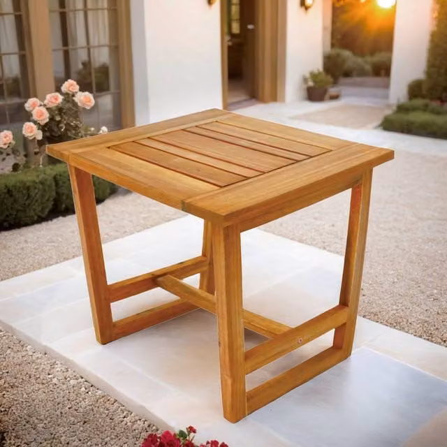 Direct Wicker Brown Acacia Wood Weather Resistant Outdoor and Indoor Side Table – 1