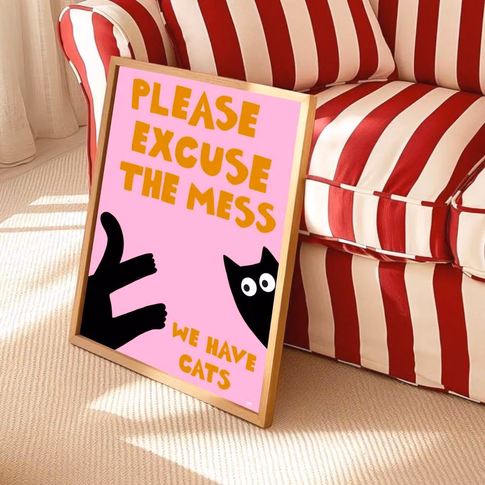 The Paper Tail Excuse The Mess Multicolour Typography Wall Poster, W: 21.0 cm, H: 29.7 cm – 2