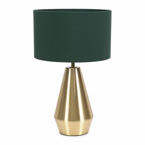 ValueLights Gold Metal Touch Dimmer Table Lamp with Green Fabric Drum Shade – 1