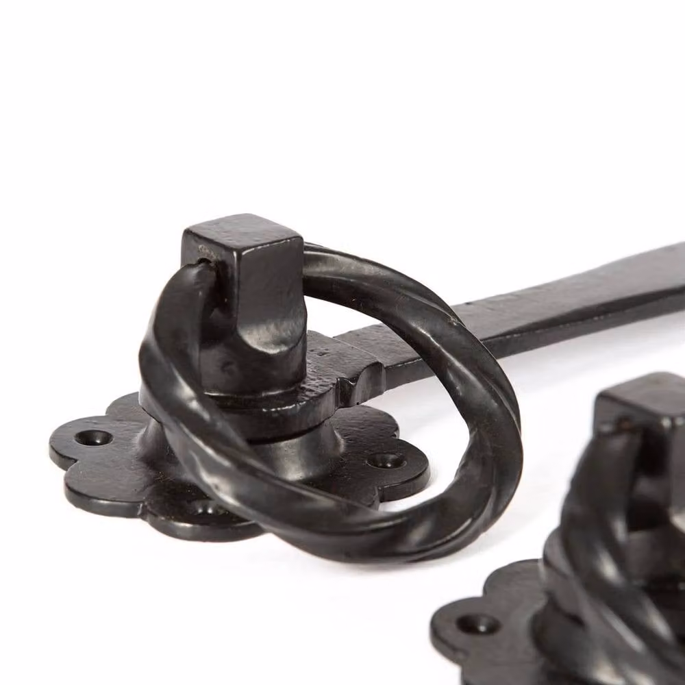 FLAVORA Rose Ring Gate Latch Cast Iron Vintage Cottage Garden Handle, Black – 2