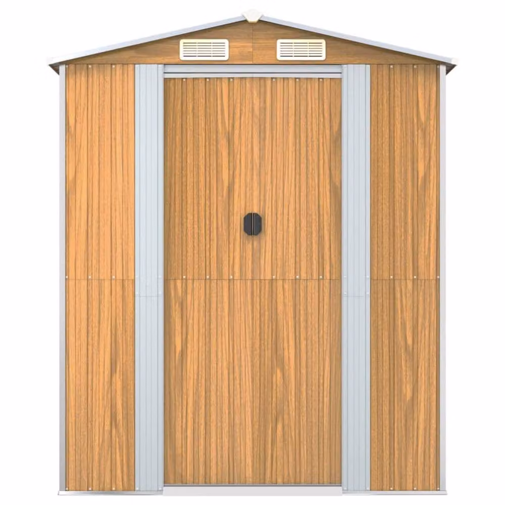 Berkfield Home Garden Shed in Light Brown, Galvanised Steel, W: 192 cm, D: 689 cm, H: 223 cm – 3