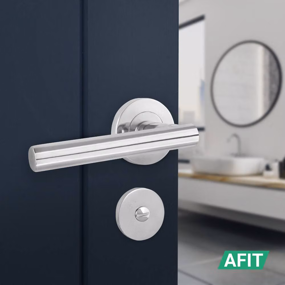 AFIT Chrome Bathroom Door Handles with WC Lock and Hinges, T-Bar Design, Silver, 2 Pack – 3
