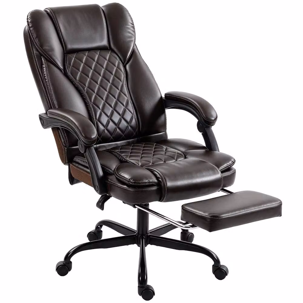 STILVORA Brown Synthetic Leather Executive Office Chair with Footrest and Headrest – 5