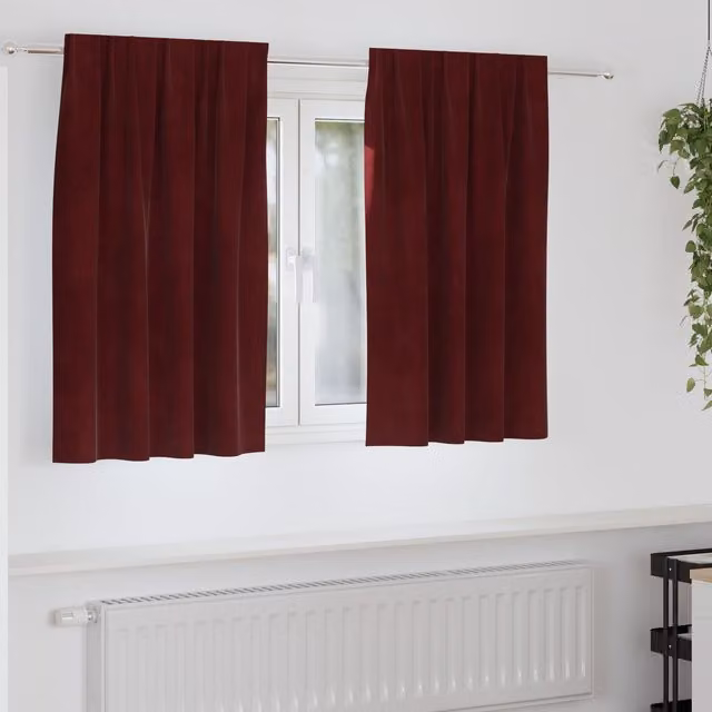 Berkfield Home Wine Red Velvet Blackout Curtains with Top Tape, 2 Pack – 1